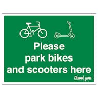 Please Park Bikes and Scooters Here