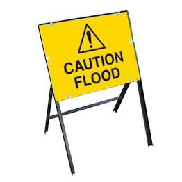 Caution Flood with Stanchion Frame
