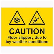 Caution Floor Slippery Due To Icy Weather Conditions