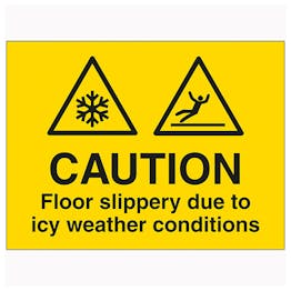 Caution Floor Slippery Due To Icy Weather Conditions
