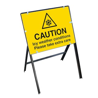 Caution Icy Weather Conditions Please Take Extra Care with Stanchion Frame