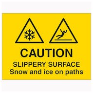 Caution Slippery Surface Snow and Ice On Paths