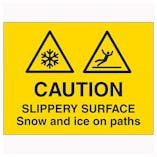 Caution Slippery Surface Snow and Ice On Paths