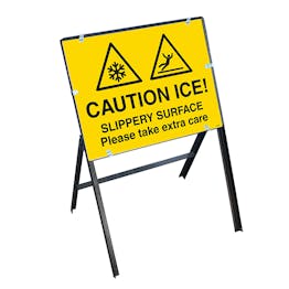 Caution Ice! Slippery Surface Please Take Extra Care with Stanchion Frame