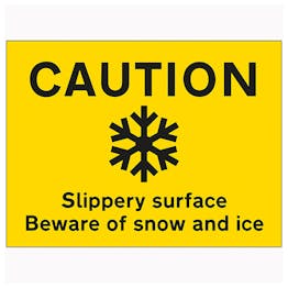 Caution Slippery Surface Beware Of Snow and Ice