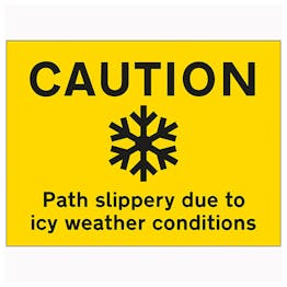 Caution Path Slippery Due To Icy Weather Conditions - Landscape
