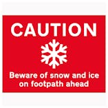 Caution Beware Of Snow and Ice On Footpath Ahead
