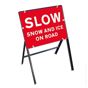 Slow Snow and Ice On Road with Stanchion Frame