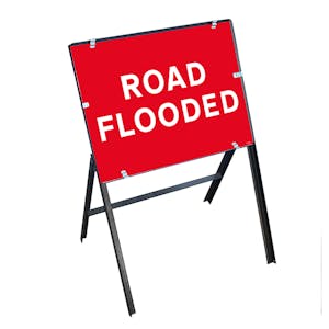 Road Flooded with Stanchion Frame