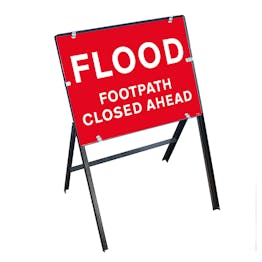 Flood / Footpath Closed Ahead with Stanchion Frame