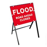 Flood / Road Ahead Closed with Stanchion Frame