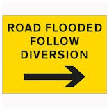Road Flooded Follow Diversion Arrow Right