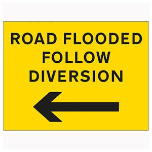 Road Flooded Follow Diversion Arrow Left