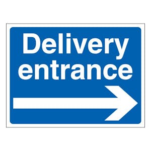 Delivery Entrance - Landscape - Blue - Arrow Right
