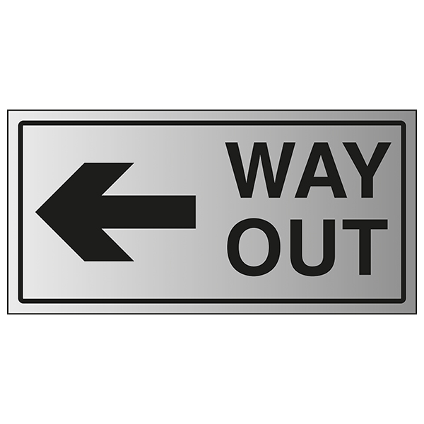 Way Out Arrow Left - Aluminium Effect | Aluminium Effect Safety Signs ...