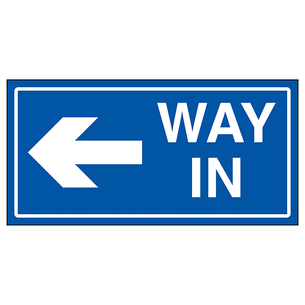 Way In Arrow Left Blue | Stairway Signs | Information Signs | Safety ...