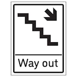 Way Out Arrow Down Stairs Right