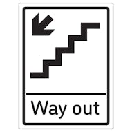 Way Out Arrow Down Stairs Left