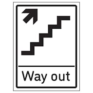 Way Out Arrow Up Stairs Right