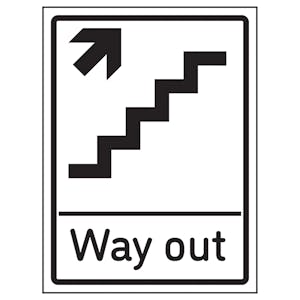 Way Out Arrow Up Stairs Right - Super-Tough Rigid Plastic