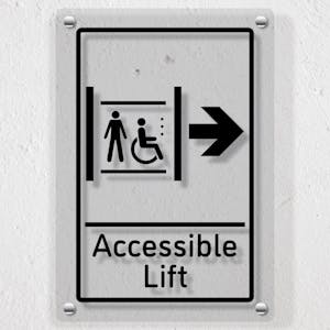 Accessible Lift Arrow Right - Acrylic Sign