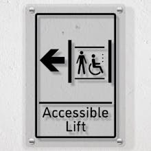 Accessible Lift Arrow Left - Acrylic Sign