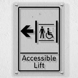 Accessible Lift Arrow Left - Acrylic Sign