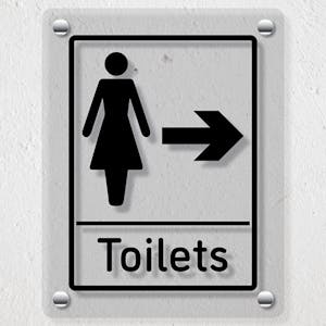 Womens Toilets Arrow Right - Acrylic Sign