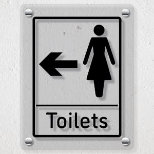 Womens Toilets Arrow Left - Acrylic Sign