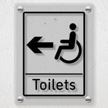 Disabled Toilets Arrow Left - Acrylic Sign