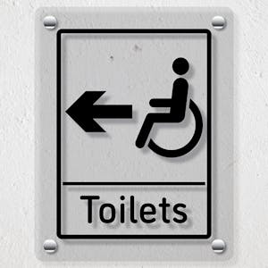 Disabled Toilets Arrow Left - Acrylic Sign