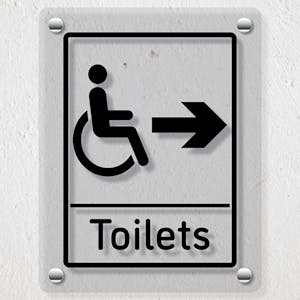 Disabled Toilets Arrow Right - Acrylic Sign