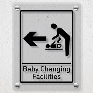 Baby Changing Facilities Arrow Left - Acrylic Sign