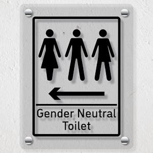 Gender Neutral Toilet Arrow Left - Acrylic Sign
