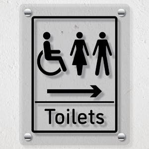 Mixed Toilets Arrow Right - Acrylic Sign