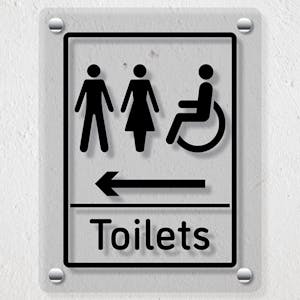 Mixed Toilets Arrow Left - Acrylic Sign