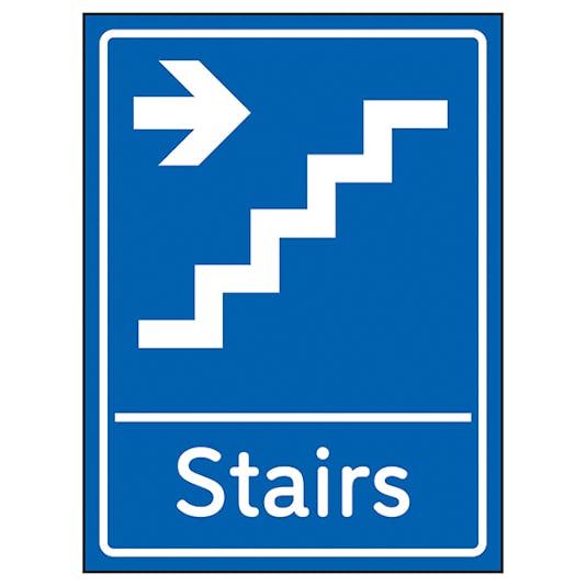 Stairs Arrow Right Blue | Stairway Signs | Information Signs | Safety ...