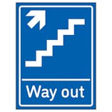 Way Out Arrow Up Stairs Right Blue