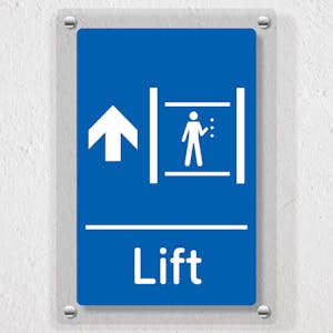 Lift Arrow Up Blue - Acrylic Sign