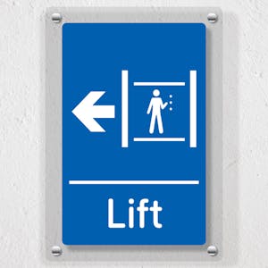 Lift Arrow Left Blue - Acrylic Sign