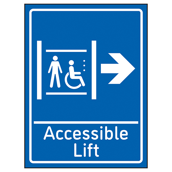 Way Out Arrow Down Stairs Right Blue | Lift Signs | General Information ...