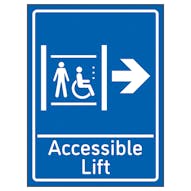 Accessible Lift Arrow Right Blue