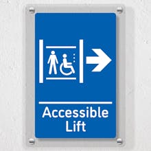 Accessible Lift Arrow Right Blue - Acrylic Sign