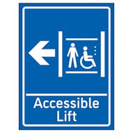 Accessible Lift Arrow Left Blue