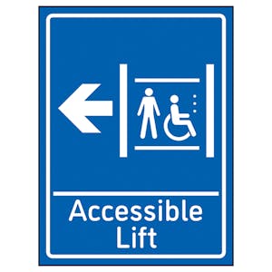 Accessible Lift Arrow Left Blue - Super-Tough Rigid Plastic