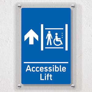 Accessible Lift Arrow Up Blue - Acrylic Sign