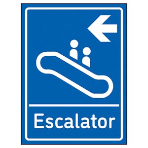 Escalator Arrow Left Blue - Super-Tough Rigid Plastic