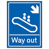 Way Out Arrow Down Right Blue