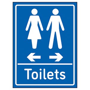Toilets Arrows Women Left / Men Right Blue - Super-Tough Rigid Plastic