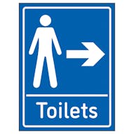 Mens Toilets Arrow Right Blue